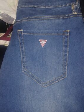 Guess Blue Denim Jeans with Red Triangle Logo